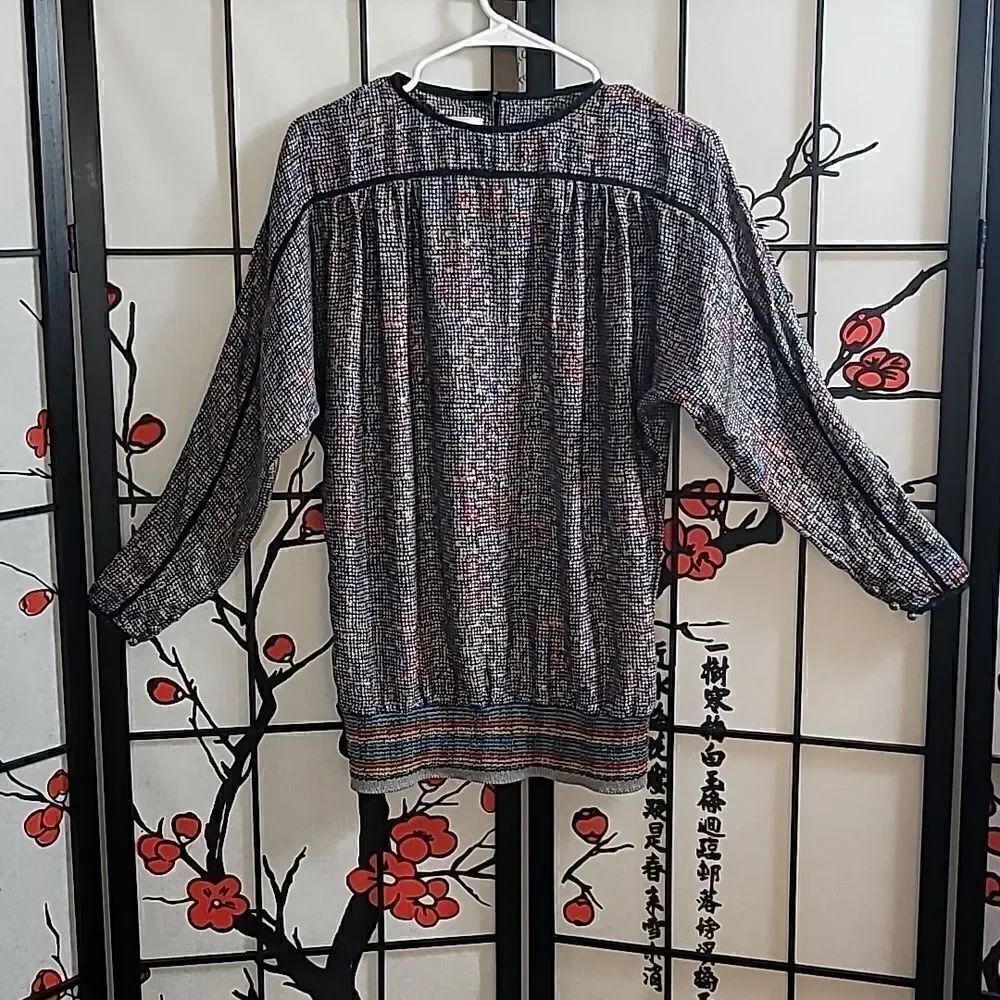 Vintage Umi Collections by Anne Grimm's long Sleeve multi colored top 100% Silk